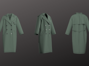 Oversized Unisex Trenchcoat Set Modeling in Clo3D - Marvelous Designer Model 3D