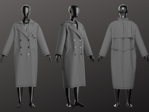 Oversized Unisex Trenchcoat Set Modeling in Clo3D - Marvelous Designer Model 3D