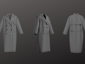 Oversized Unisex Trenchcoat Set Modeling in Clo3D - Marvelous Designer Model 3D