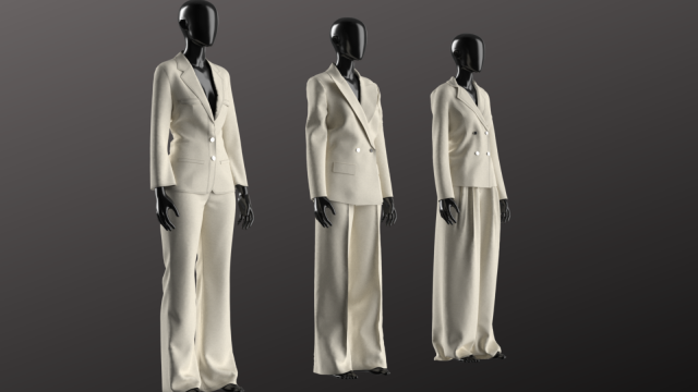 Woman Suit Set Modeling in Clo3D Marvelous Designer - 3 Suit - 6 Pieces ...