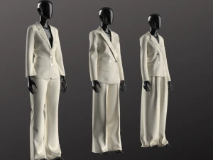 Woman Suit Set Modeling in Clo3D Marvelous Designer - 3 Suit - 6 Pieces 3D Model