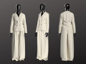 Woman Suit Set Modeling in Clo3D Marvelous Designer - 3 Suit - 6 Pieces 3D Model