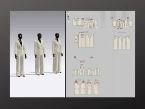 Woman Suit Set Modeling in Clo3D Marvelous Designer - 3 Suit - 6 Pieces 3D Model