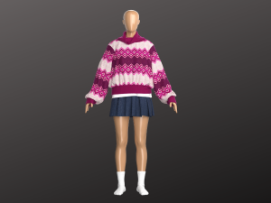 Woman Streetwear Modeling in Clo3D - Marvelous Designer 3D मॉडल