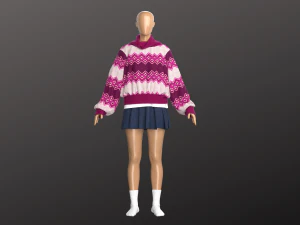 Modelagem Mulher Streetwear em Clo3D - Marvelous Designer Modelo 3D