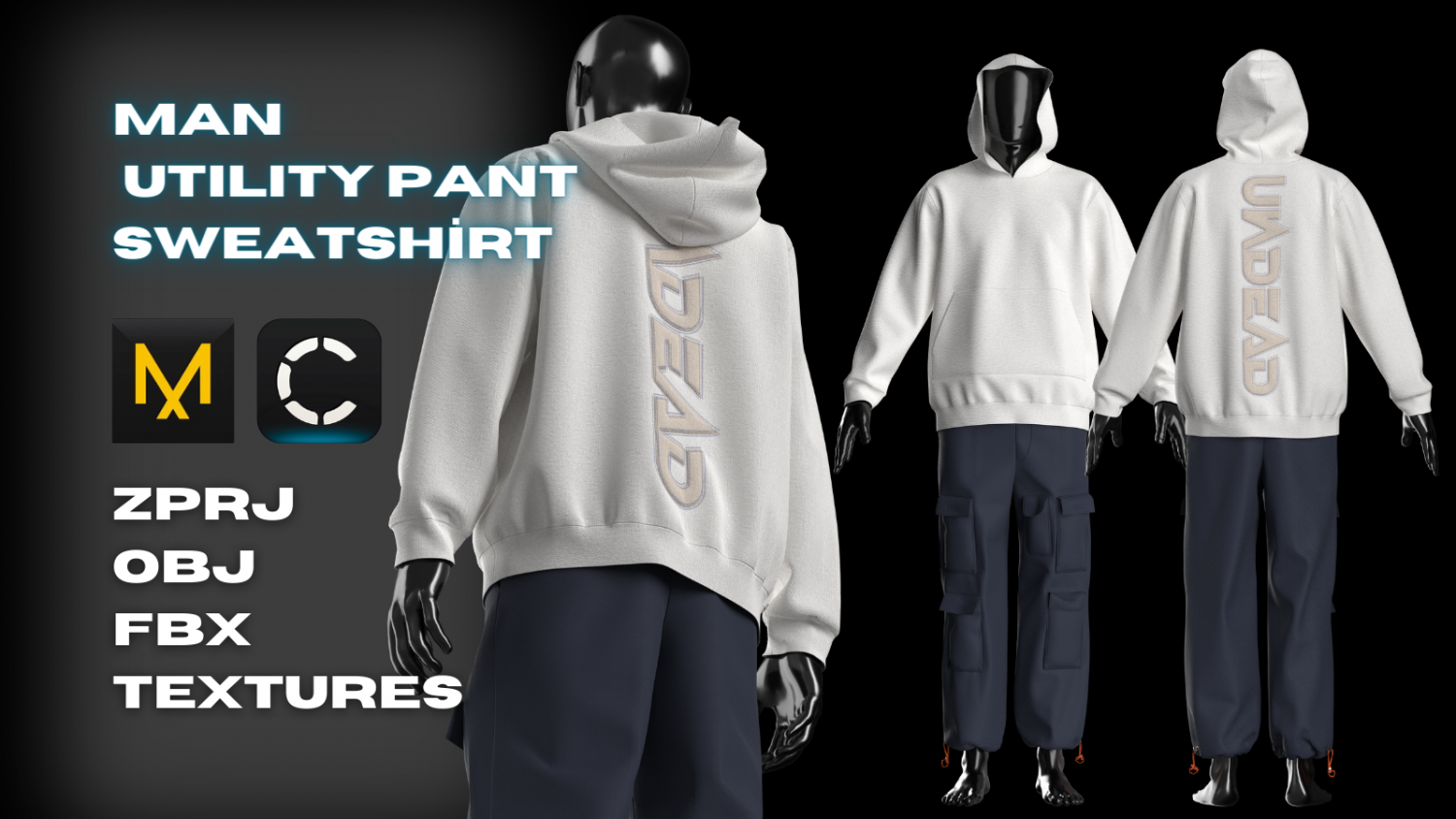 Man Utility Pant Sweatshirt Modeling in Clo3D Marvelous Designer