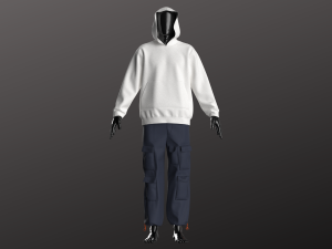 Man Utility Pant Sweatshirt Modeling in Clo3D - Marvelous Designer 3D Model