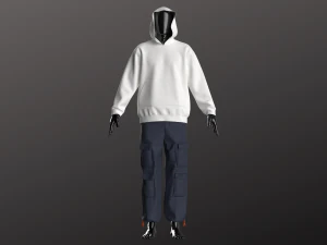 Cal&ccedil;a Masculina Utilit&aacute;ria Moletom Modelagem em Clo3D - Marvelous Designer Modelo 3D