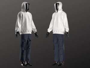 Man Utility Pant Sweatshirt Modeling in Clo3D - Marvelous Designer 3D Model