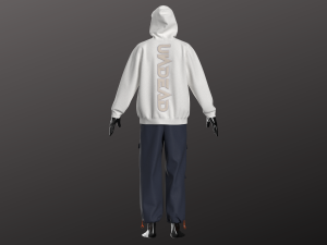 Man Utility Pant Sweatshirt Modeling in Clo3D - Marvelous Designer 3D Model