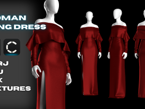 Woman Long Dress Modeling in Clo3D - Marvelous Designer Modello 3D