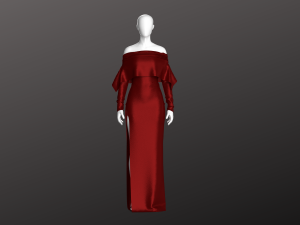 Woman Long Dress Modeling in Clo3D - Marvelous Designer 3D Model