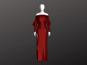 Woman Long Dress Modeling in Clo3D - Marvelous Designer 3D Model