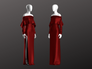 Woman Long Dress Modeling in Clo3D - Marvelous Designer 3D Model