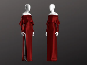 Woman Long Dress Modeling in Clo3D - Marvelous Designer 3D Model