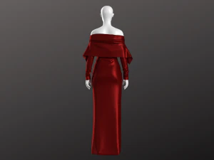 Woman Long Dress Modeling in Clo3D - Marvelous Designer 3D Model