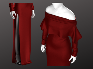 Woman Long Dress Modeling in Clo3D - Marvelous Designer 3D Model