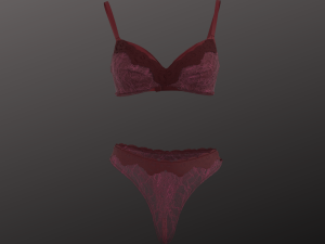 Woman Burgundy Underwear Set Modeling in Clo3D - Marvelous Designer Modèle 3D