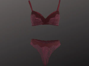 Woman Burgundy Underwear Set Modeling in Clo3D - Marvelous Designer 3D Model