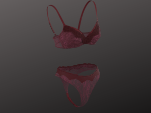 Woman Burgundy Underwear Set Modeling in Clo3D - Marvelous Designer Modèle 3D