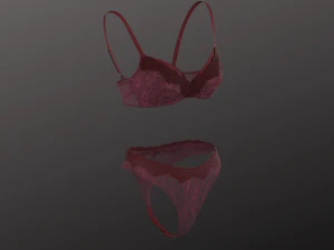 Woman Burgundy Underwear Set Modeling in Clo3D - Marvelous Designer 3D Model