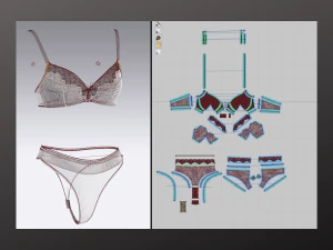 Woman Burgundy Underwear Set Modeling in Clo3D - Marvelous Designer 3D Model
