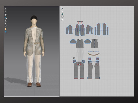 Woman Casual Streetwear Outfit Modeling in in Clo3D - Marvelous Designer - Blazer Jacket Denim 3D 模型