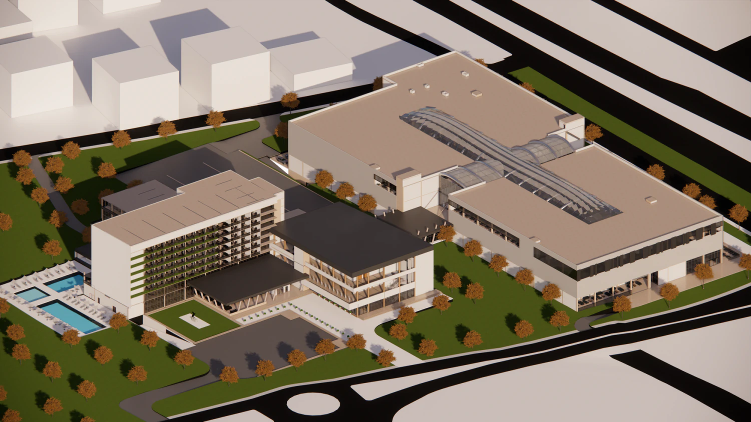 Hotel and shopping mall project with high technical detail 3D Model .c4d .max .obj .3ds .fbx .stl .blend