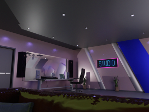 Music Studio Recording Studio Interior Low-Poly 3D 모델
