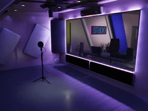 Studio musicale Studio di registrazione interno Low-Poly Modello 3D