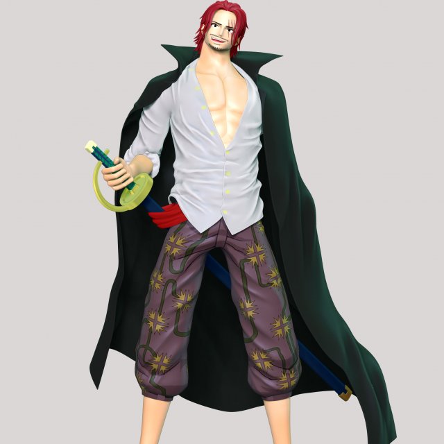 One Piece - Shanks Modèles 3D en vedette .c4d .max .obj .3ds .fbx .stl .blend 