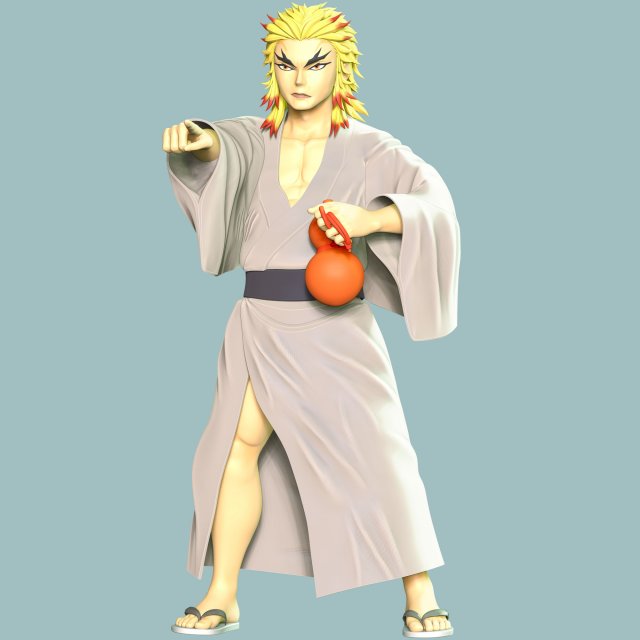 Demon Slayer - Shinjuro Rengoku Model Cetak 3D .c4d .max .obj .3ds .fbx .stl .blend 