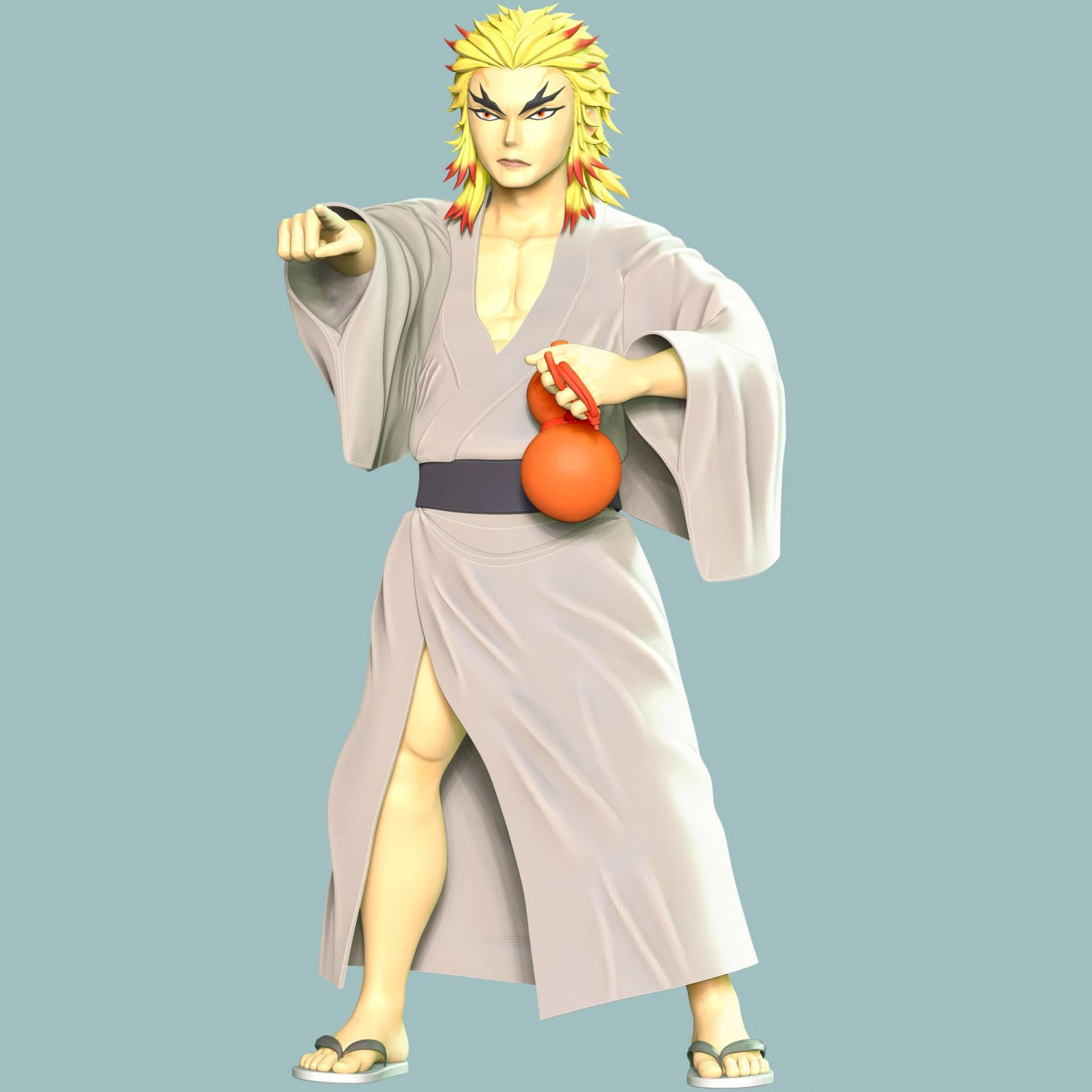 Demon Slayer - Shinjuro Rengoku 3D Print Model .c4d .max .obj .3ds .fbx .stl .blend 
