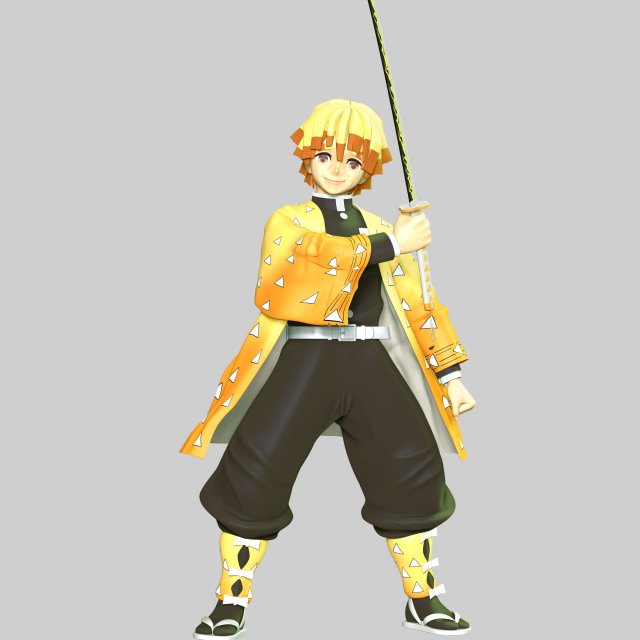 Demon Slayer - Zenitsu Agatsuma 3D प्रिंट मॉडल .c4d .max .obj .3ds .fbx .stl .blend 