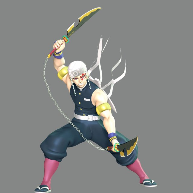 Demon Slayer - Tengen Uzui 3D 打印模型 .c4d .max .obj .3ds .fbx .stl .blend 