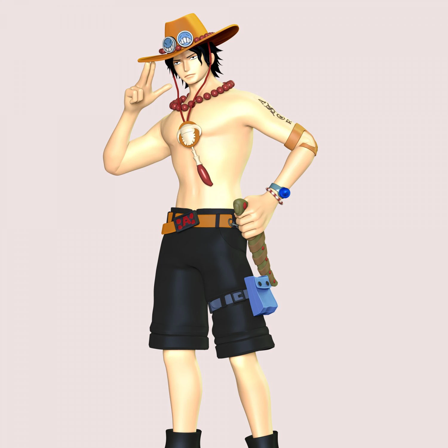 One Piece - Ace 3D Print Model .c4d .max .obj .3ds .fbx .stl .blend 