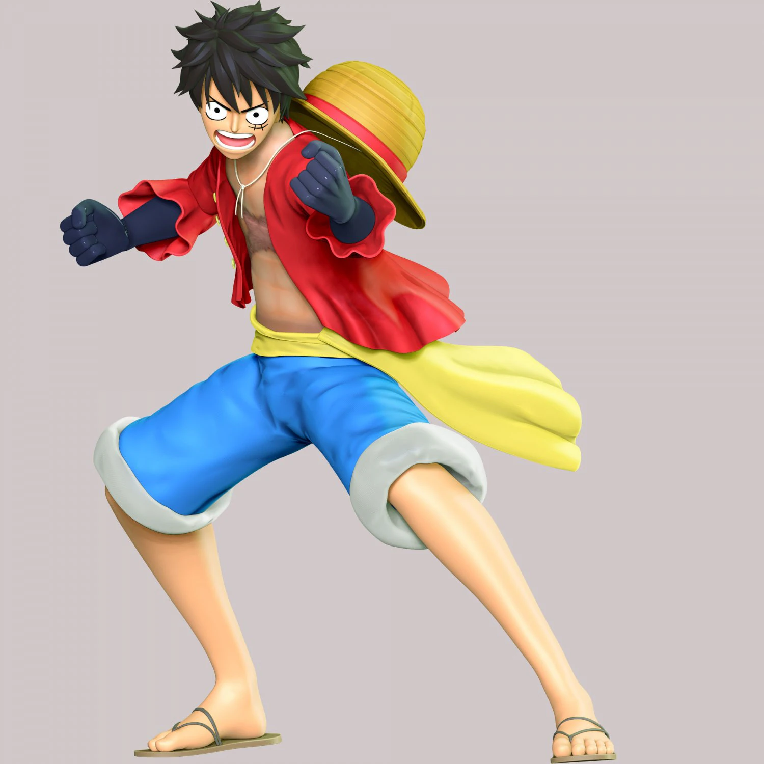 One Piece - Luffy 3D Print Model .c4d .max .obj .3ds .fbx .stl .blend 