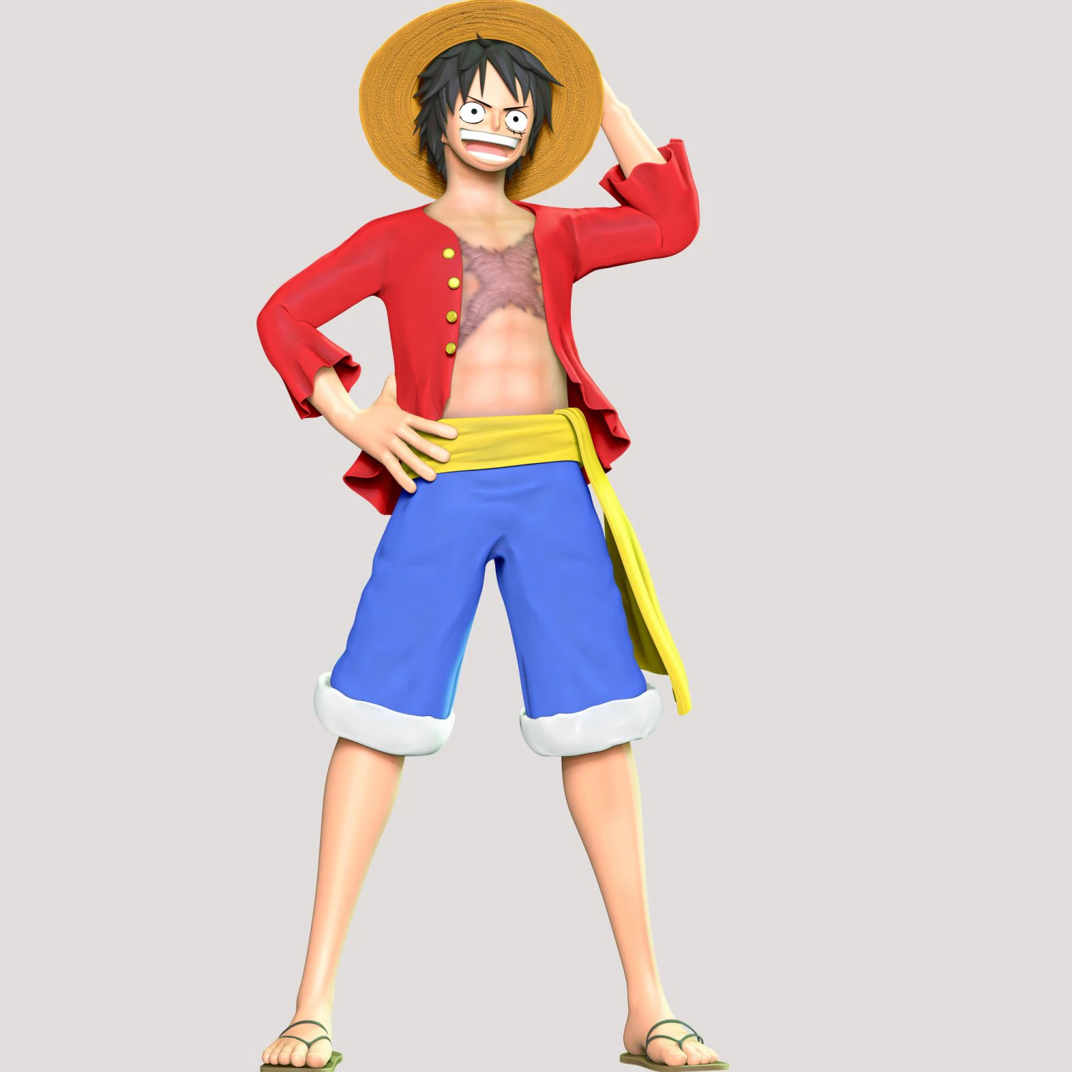 One Piece - Monkey D Luffy 3D Print Model .c4d .max .obj .3ds .fbx .stl .blend 