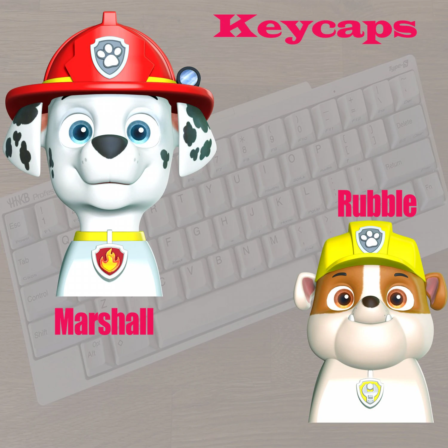 Marshall Rubble Keycap - Paw Patrol 3D Print Model .c4d .max .obj .3ds .fbx .stl .blend 