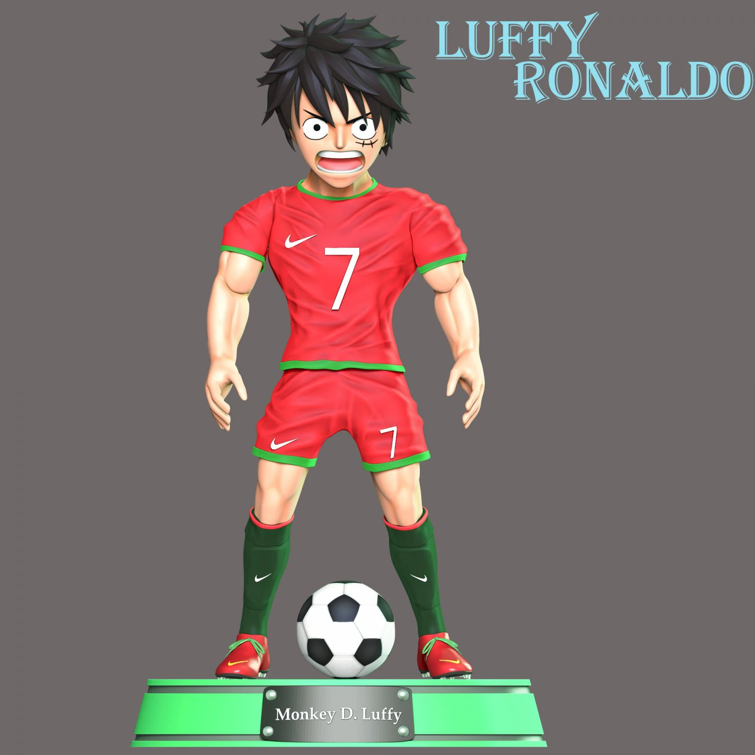 One Piece - Luffy Cosplay Ronaldo 3D Print Model .c4d .max .obj .3ds .fbx .stl .blend 