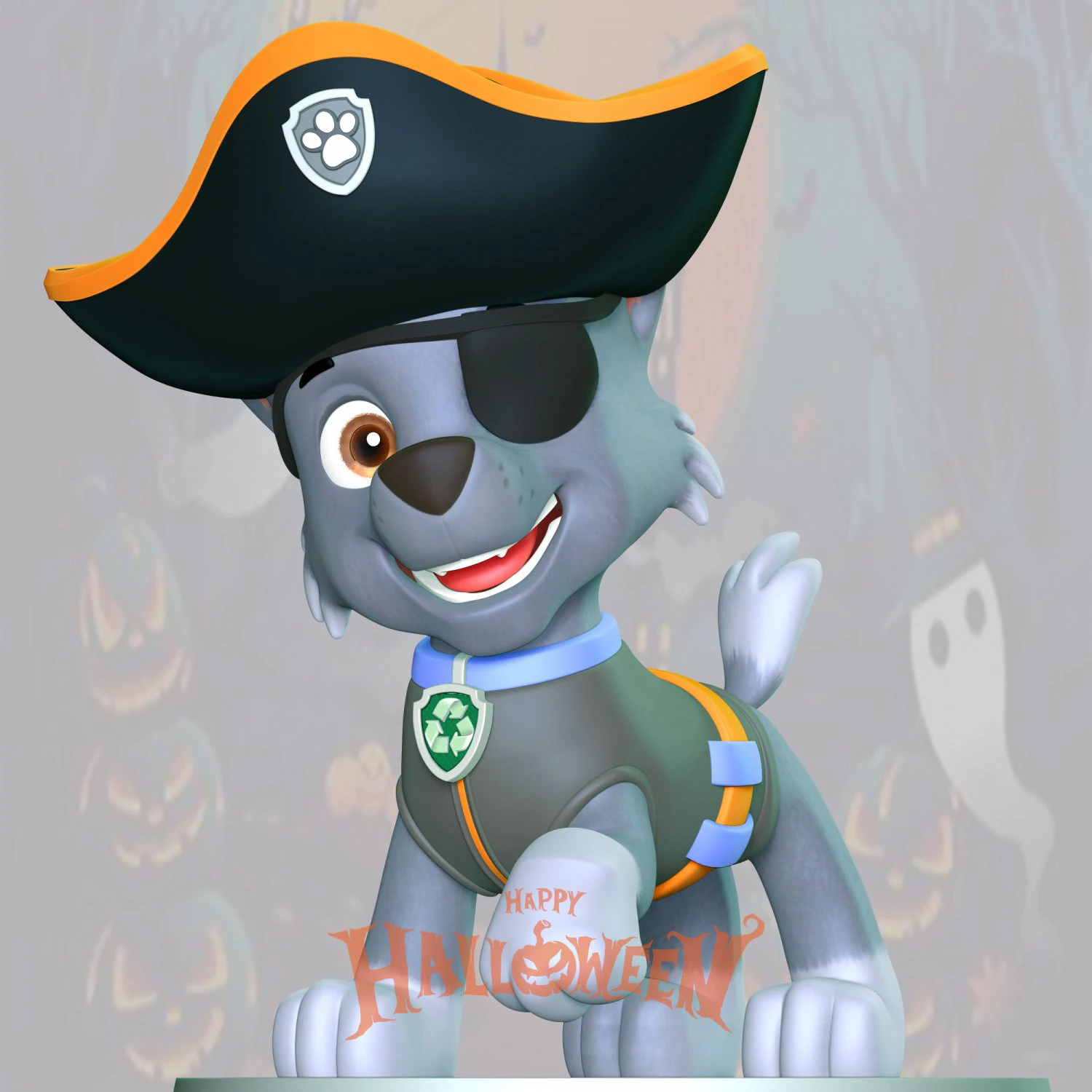 Rocky Halloween - Paw Patrol 3D Print Model .c4d .max .obj .3ds .fbx .stl .blend 