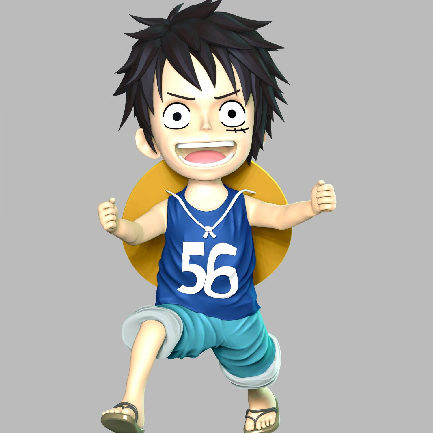 One Piece - Kid Luffy 3D Print Model .c4d .max .obj .3ds .fbx .stl .blend 
