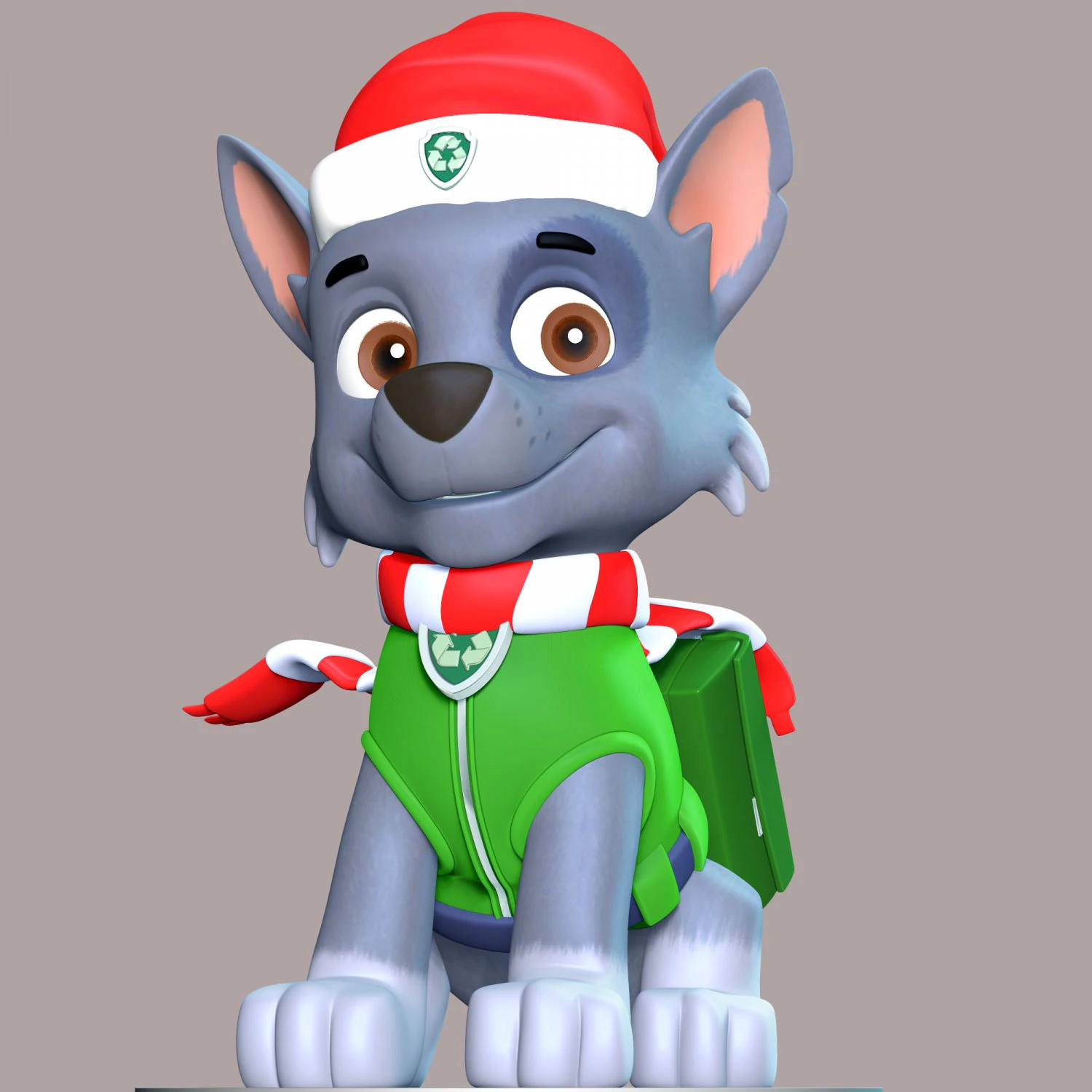 Rocky Christmas - Paw Patrol 3D Print Model .c4d .max .obj .3ds .fbx .stl .blend