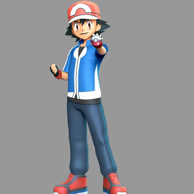 Ash Ketchum - Satoshi Pokmon 3Dプリントモデル .c4d .max .obj .3ds .fbx .stl .blend