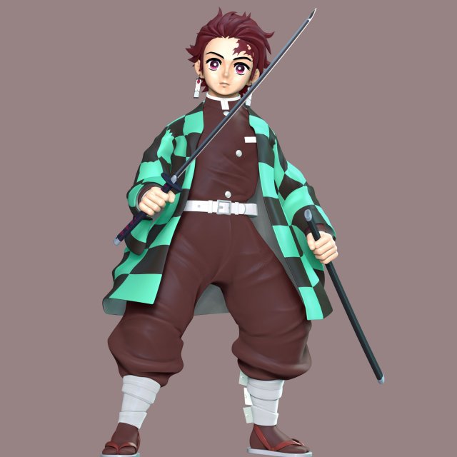 Demon Slayer Hinokami Chronicles - Tanjiro 3D Print Model .c4d .max .obj .3ds .fbx .stl .blend 
