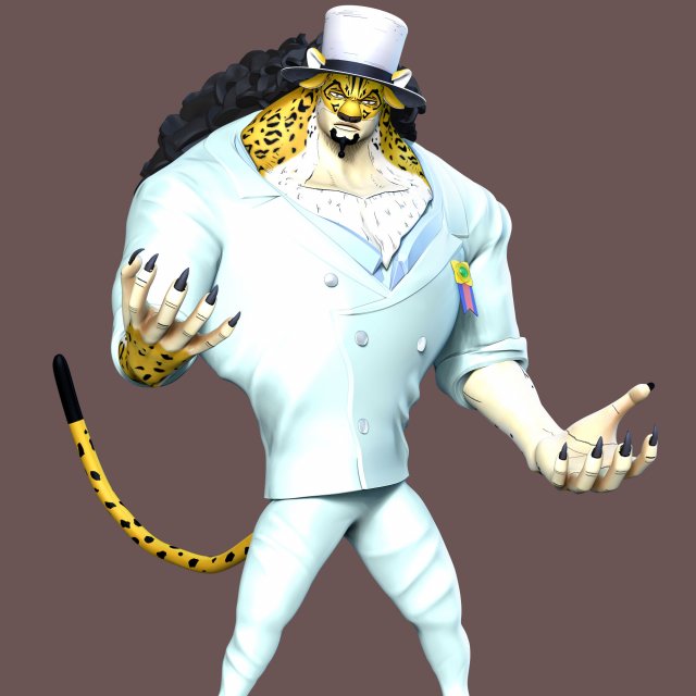 Rob Lucci beast form Leopard - One Piece Modelo de Impressão 3D .c4d .max .obj .3ds .fbx .stl .blend 