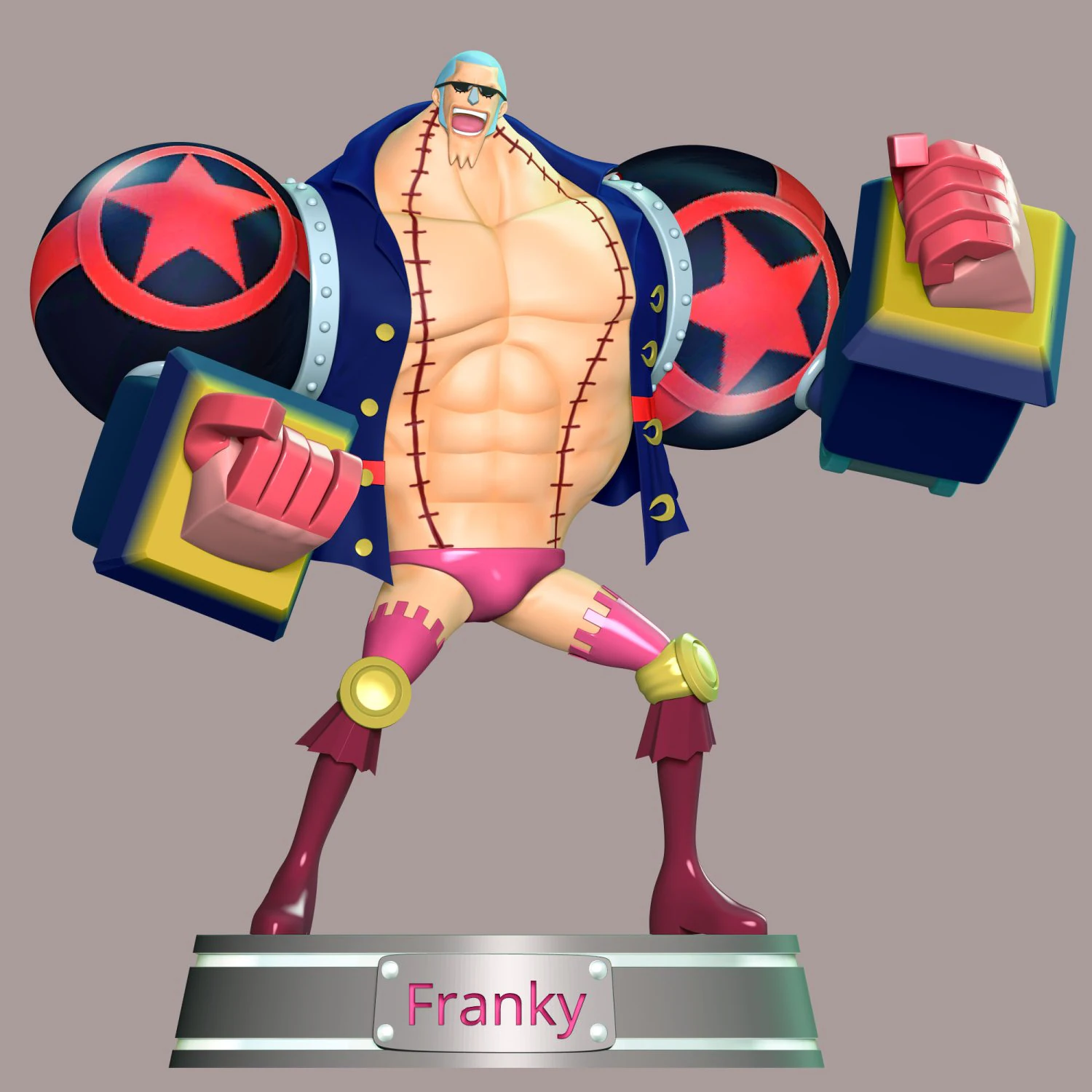 Franky - One Piece 3D Print Model .c4d .max .obj .3ds .fbx .stl .blend 