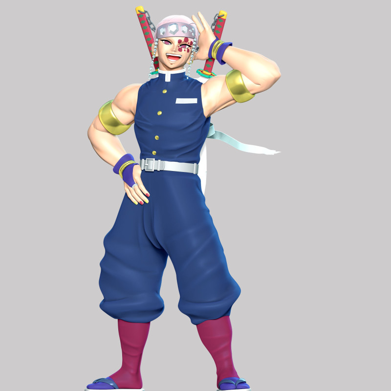 Tengen Uzui - Demon Slayer Kimetsu no Yaiba 3D-printmodel .c4d .max .obj .3ds .fbx .stl .blend 
