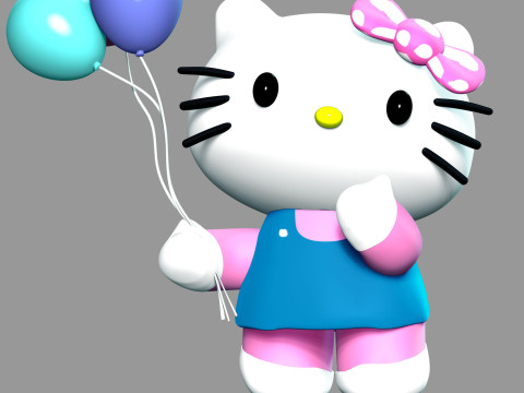 Hello Kitty With Ballons Modelo de impresión 3D