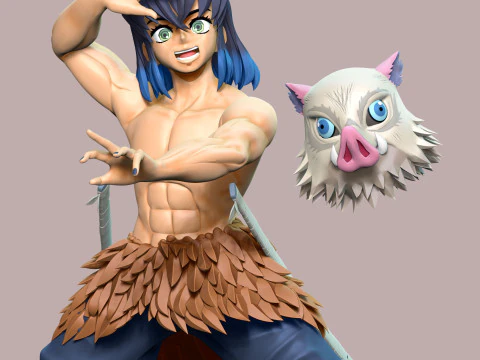 Maschera viso cinghiale Inosuke Hashibira Modello di stampa 3D